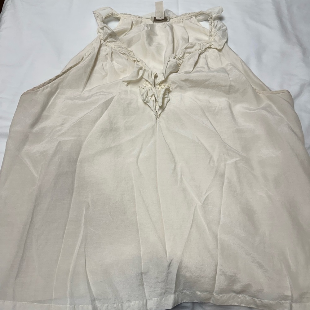 J. Crew Cream Ruffled Sleeveless Blouse